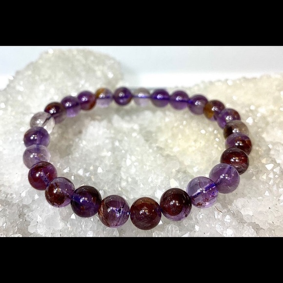 Natural Super Seven Healing Crystal Beads Bracelet - Picture 2 of 2